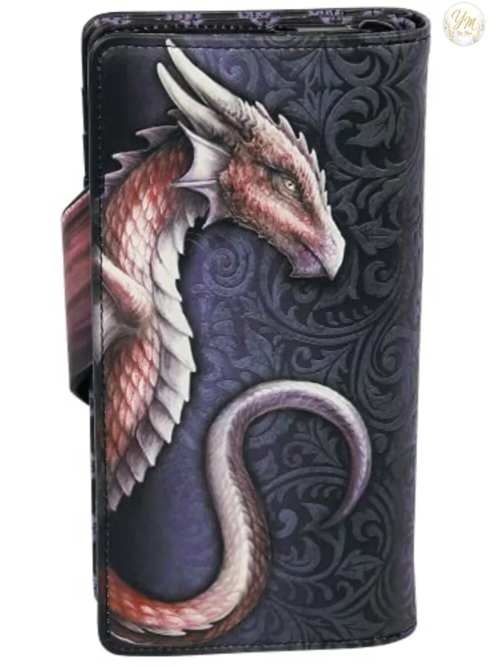 Gothic PU Leather Raven Skull Tri-Fold Wallet with Card Slots and Coin Pocket